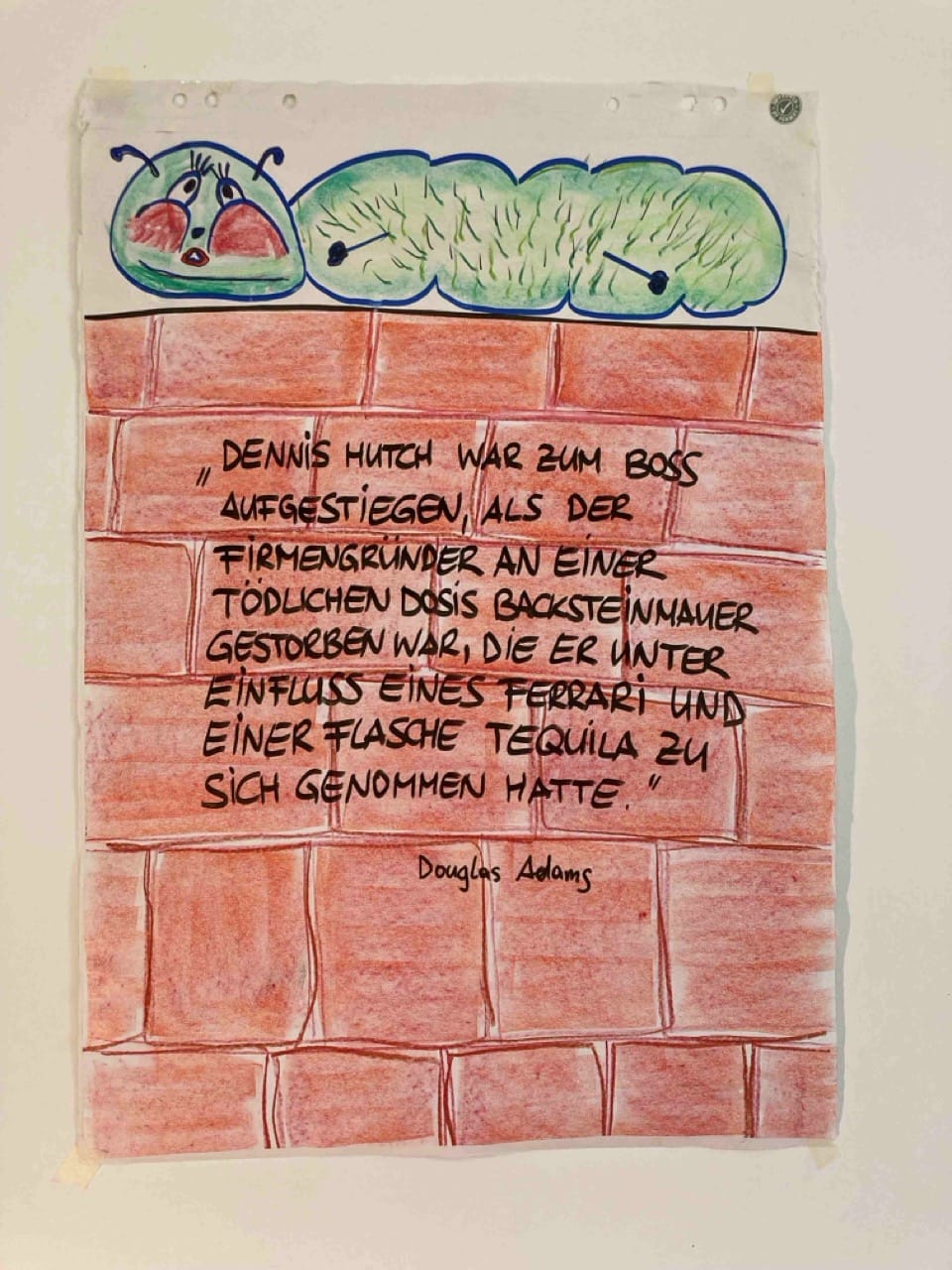 Flipchart mit Douglas-Adams-Zitat