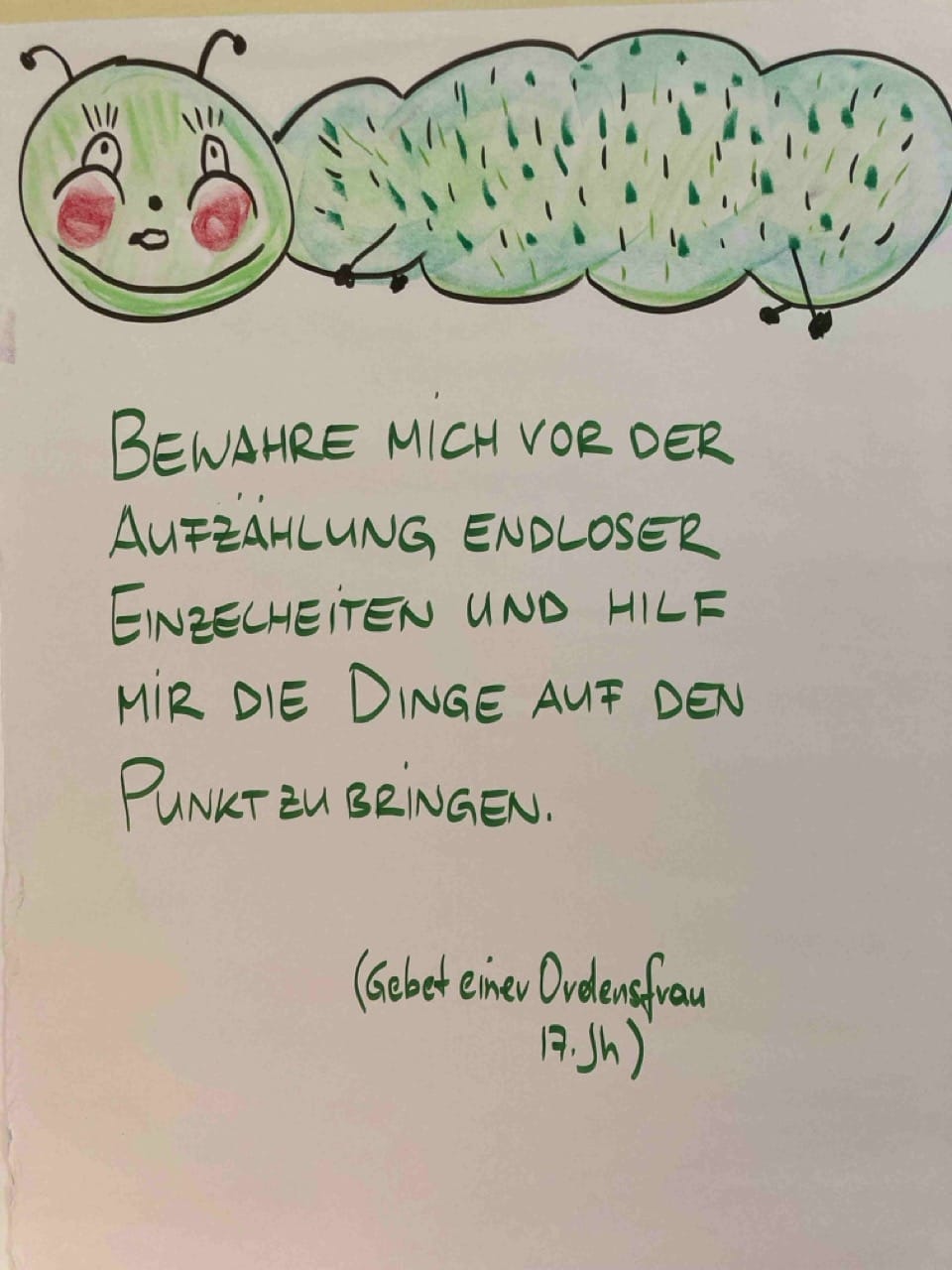 Flipchart-Wurm mit Zitat